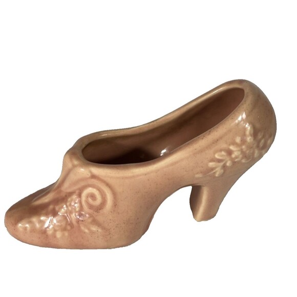 Vintage Ceramic Shoe Planter  Made in USA Pink High Heel Succulent Pot - Picture 1 of 10
